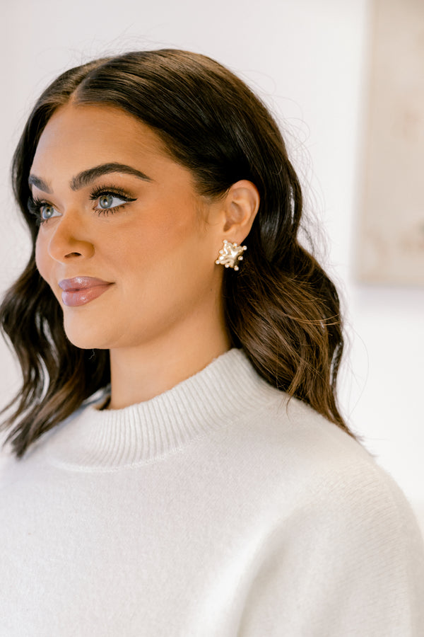 Chic Soul plus size clothing, gold stud statement earrings 