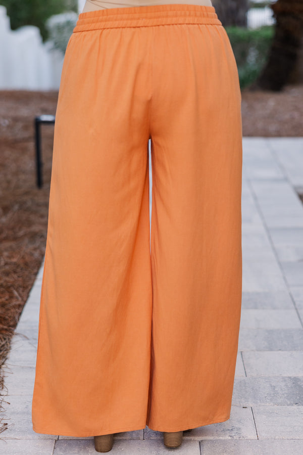 Chic Soul plus size clothing, papaya wide full length pant with drawstring waist