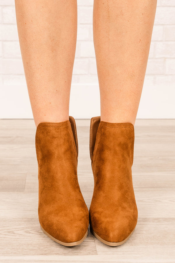Chic Soul plus size clothing, tan block booties with no zipper