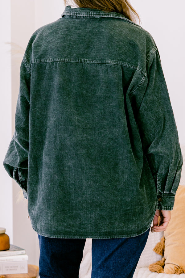 Chic Soul plus size clothing, olive corduroy shacket 
