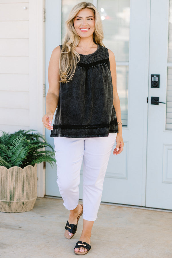 Chic Soul plus size clothing, washed black tank top