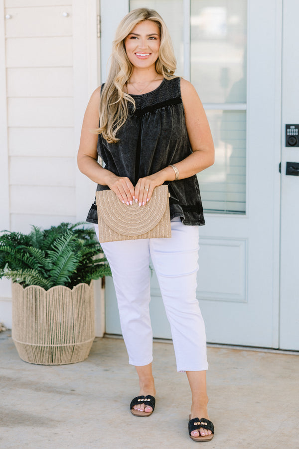 Chic Soul plus size clothing, washed black tank top