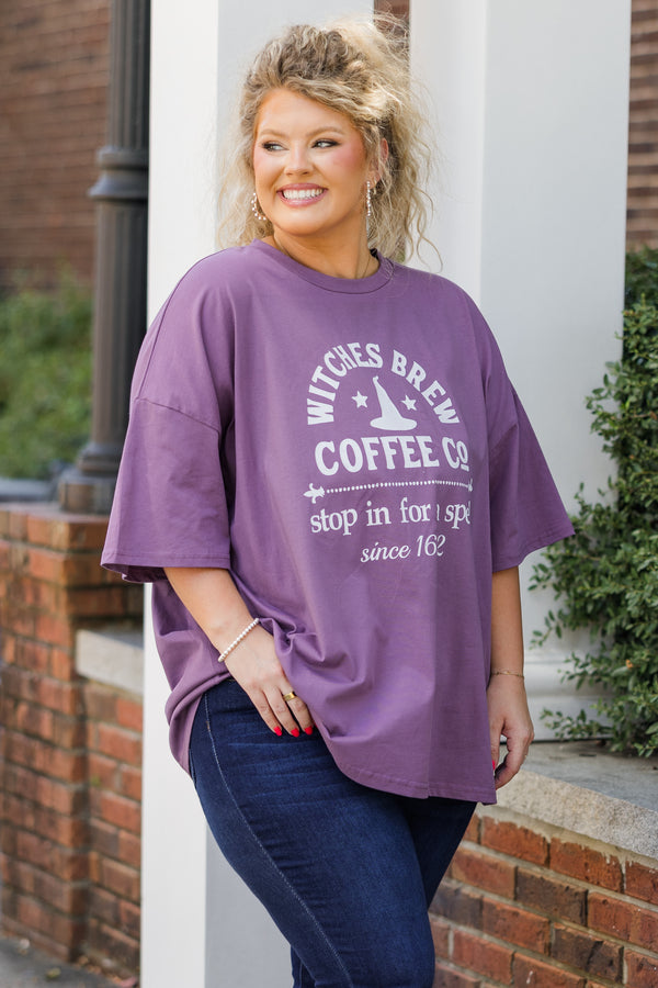 Chic Soul plus size clothing, lilac gray short sleeve boyfriend tee with 