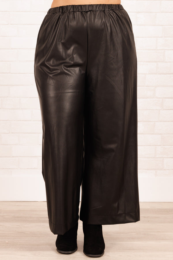 Chic Soul plus size clothing, black figure flattering pants with an elastic waistband