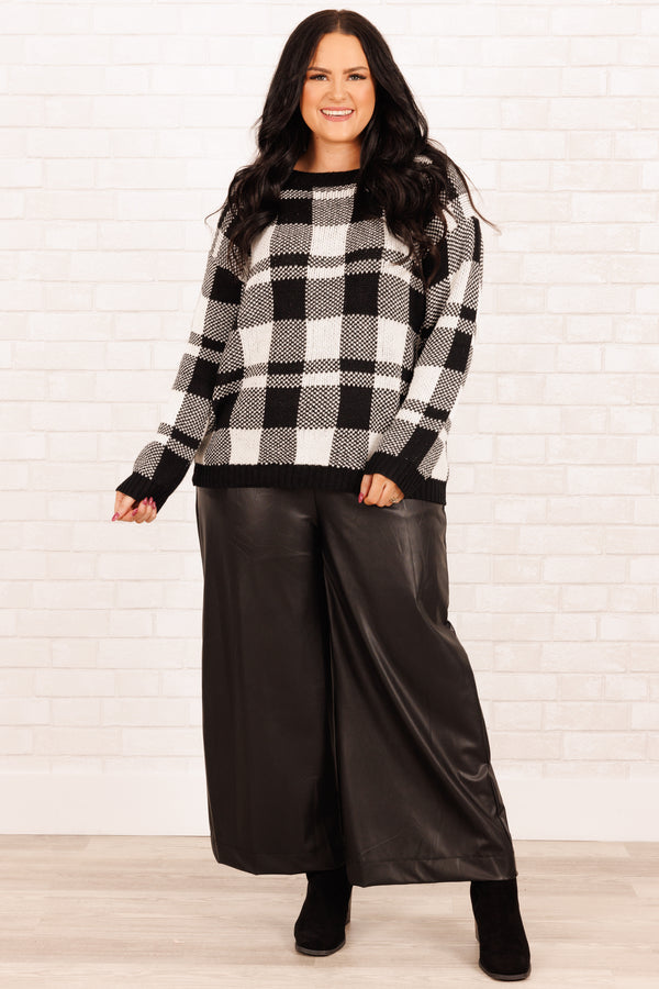 Chic Soul plus size clothing, black figure flattering pants with an elastic waistband