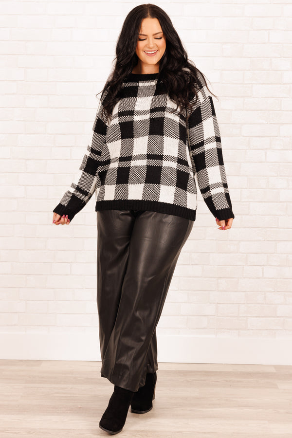 Chic Soul plus size clothing, black figure flattering pants with an elastic waistband