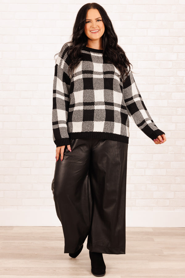 Chic Soul plus size clothing, black figure flattering pants with an elastic waistband