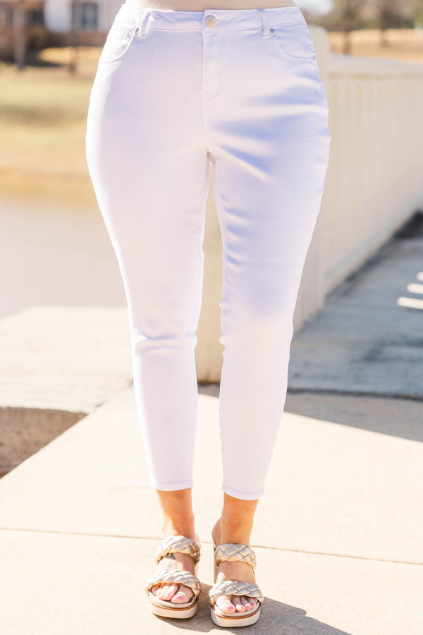 Chic Soul plus size clothing, white skinny jeans 