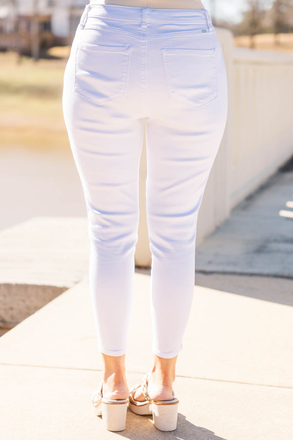 Chic Soul plus size clothing, white skinny jeans