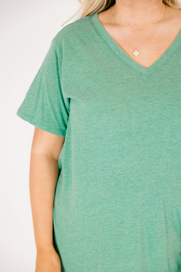 Chic Soul plus size clothing, Kelly green short sleeve basic tee with a v-neckline 