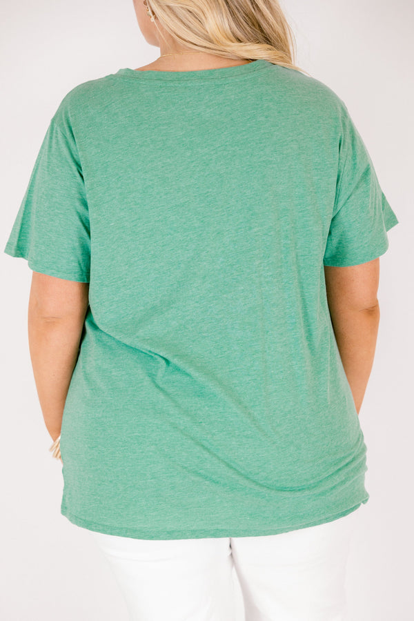 Chic Soul plus size clothing, Kelly green short sleeve basic tee with a v-neckline 