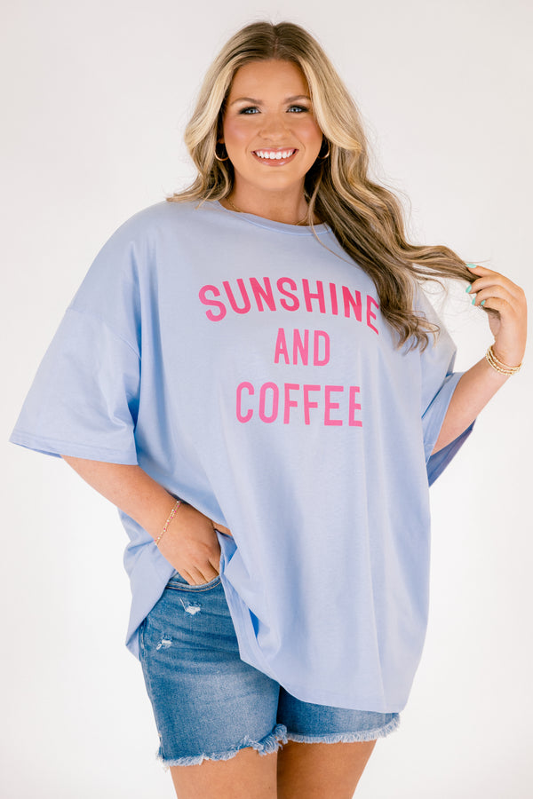 Chic Soul plus size clothing, ash blue short sleeve boyfriend tee with 