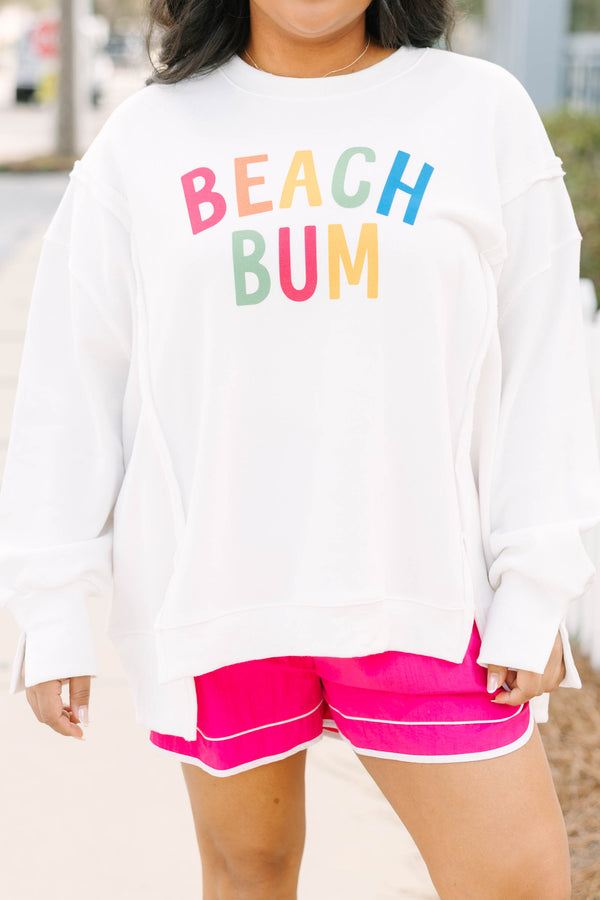 Chic Soul plus size clothing, white oversized crewneck with 