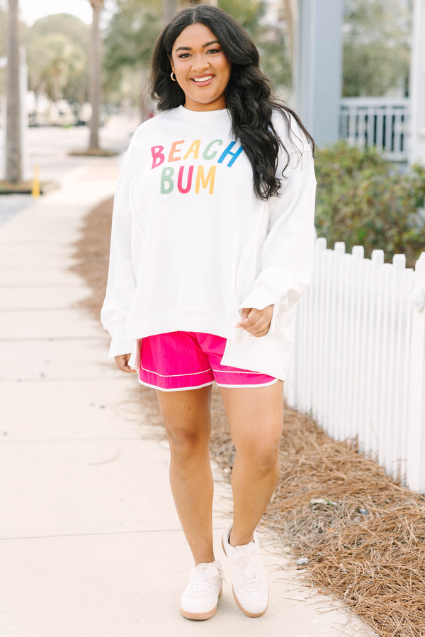 Chic Soul plus size clothing, white oversized crewneck with 