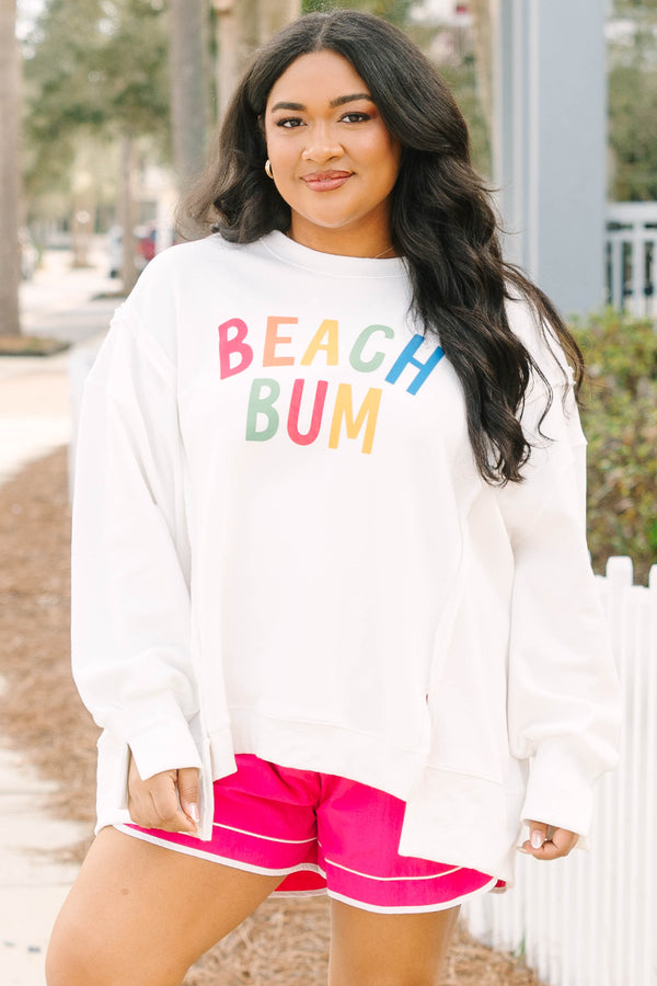 Chic Soul plus size clothing, white oversized crewneck with 