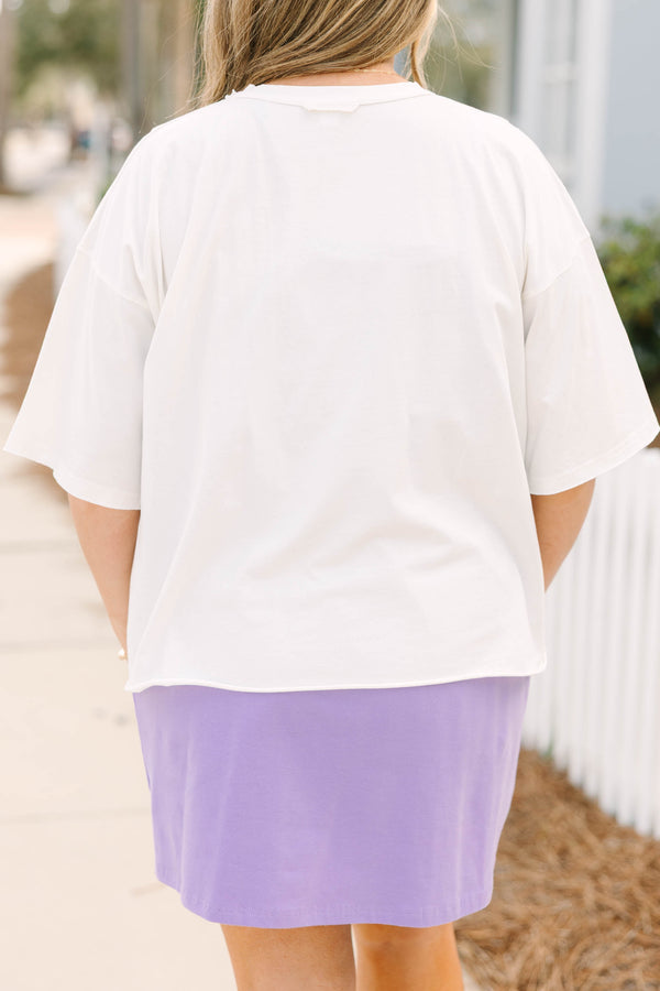 Chic Soul plus size clothing, white oversized cropped tee with 