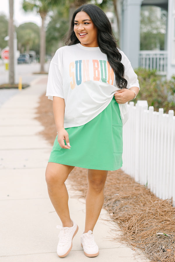 Chic Soul plus size clothing, white short sleeve cropped vintage wash tee with 
