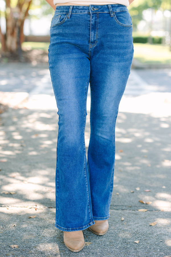 Plus size clothing, dark wash boot cut jeans