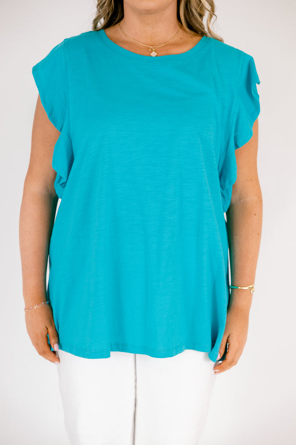 Chic Soul plus size clothing, teal short sleeve top