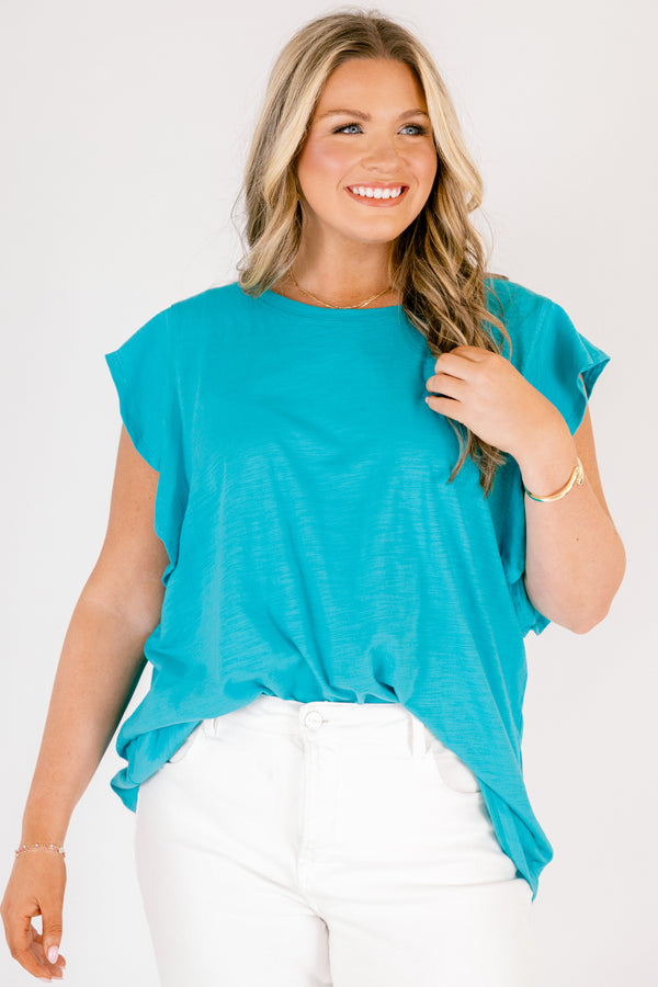 Chic Soul plus size clothing, teal short sleeve top