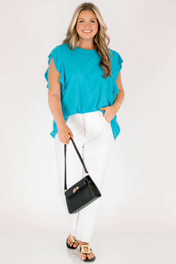 Chic Soul plus size clothing, teal short sleeve top