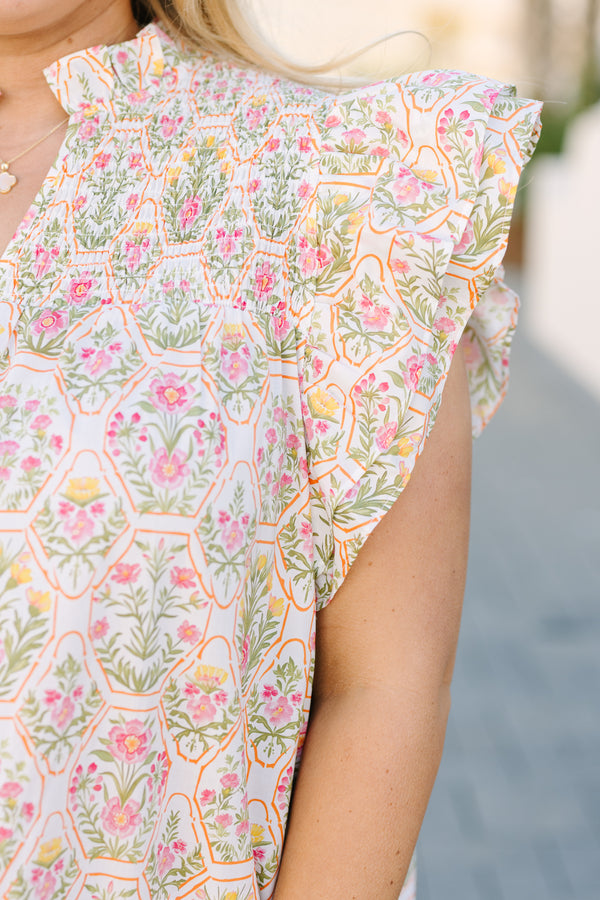 Chic Soul plus size clothing, pink floral short sleeve blouse with flutter sleeves