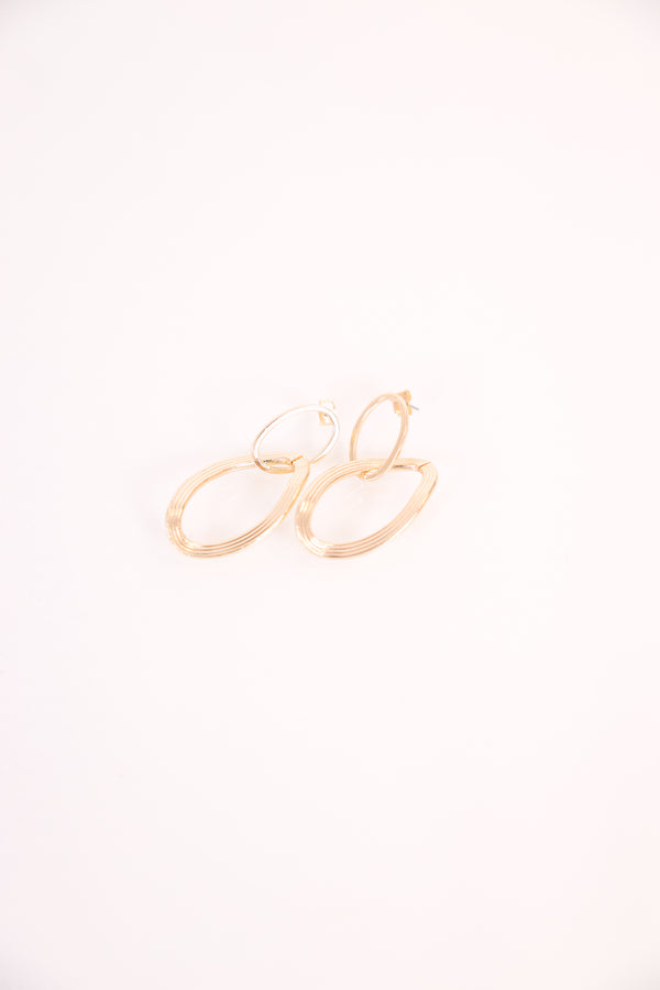 Chic Soul plus size clothing, gold earrings with interlocking hoop design