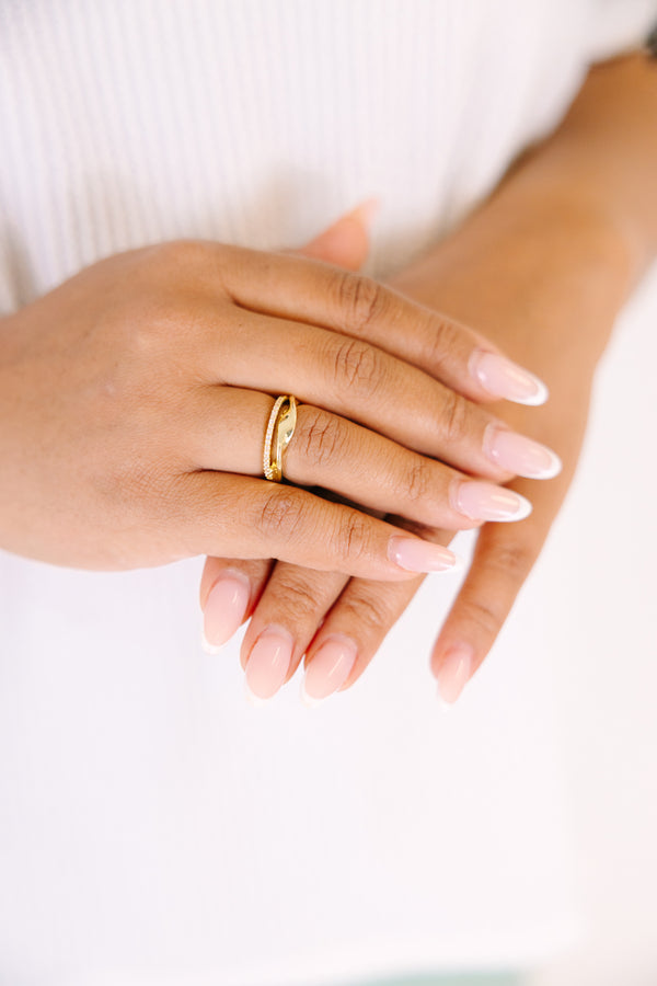 Chic Soul plus size clothing, gold two layered ring with a twisted gold strand on top and a beaded strand  of the bottom 