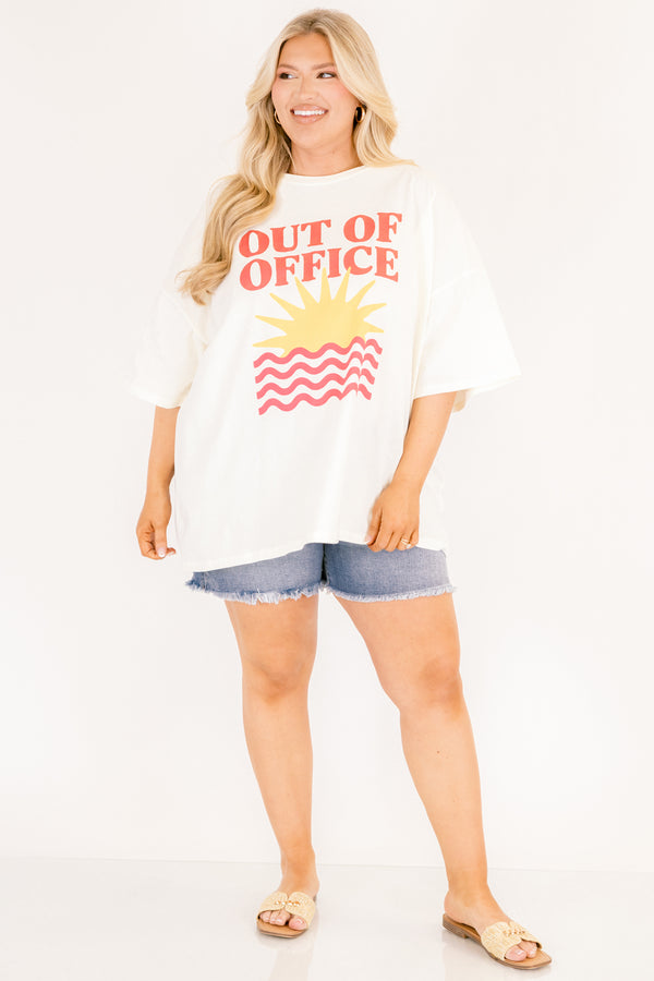 Chic Soul plus size clothing, off white short sleeve oversized boyfriend tee with 