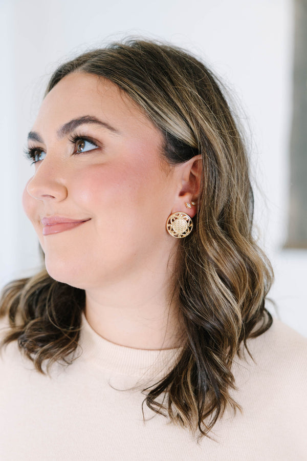 Rustic Relic Earrings, Gold