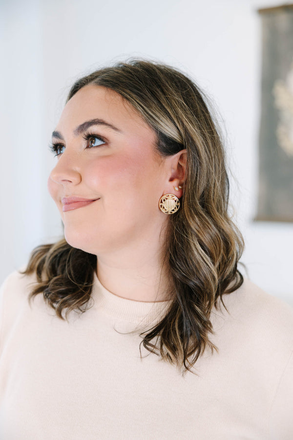 Rustic Relic Earrings, Gold