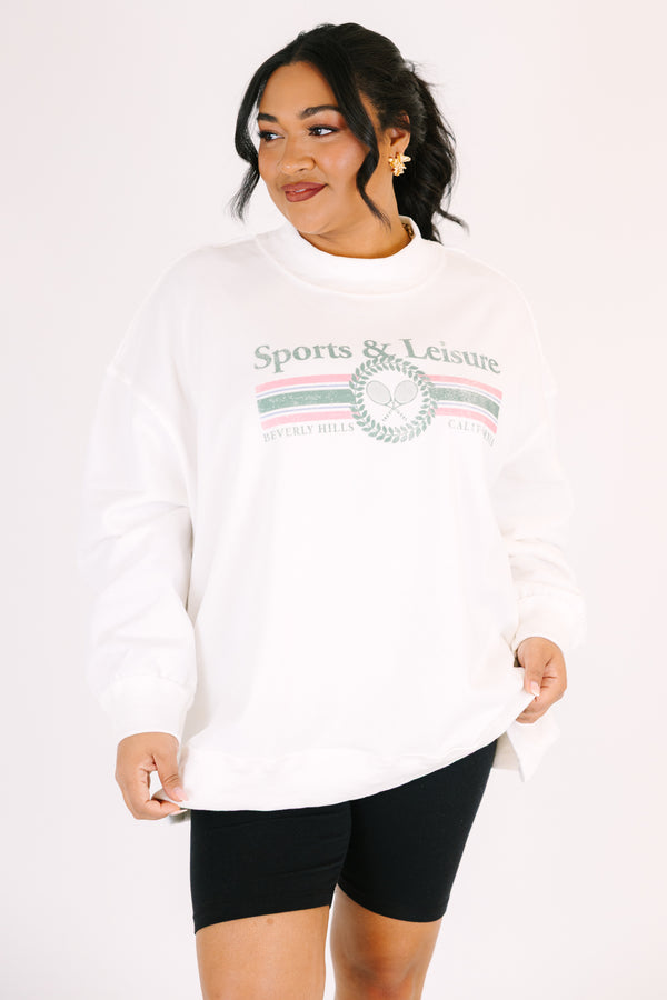 Chic Soul plus size clothing, ivory long sleeve pullover with the saying 