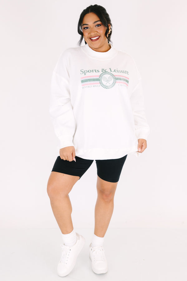Chic Soul plus size clothing, ivory long sleeve pullover with the saying 