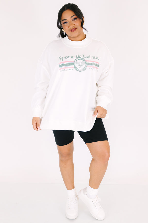 Chic Soul plus size clothing, ivory long sleeve pullover with the saying 