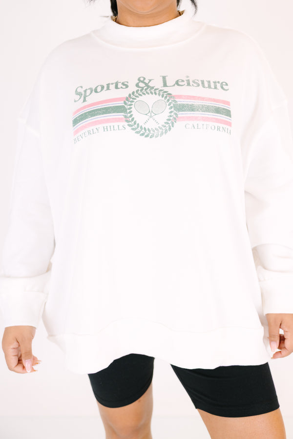 Chic Soul plus size clothing, ivory long sleeve pullover with the saying 