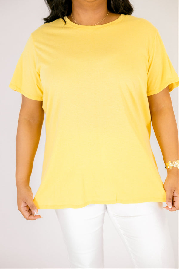 Chic Soul plus size clothing, banana yellow short sleeve basic tee