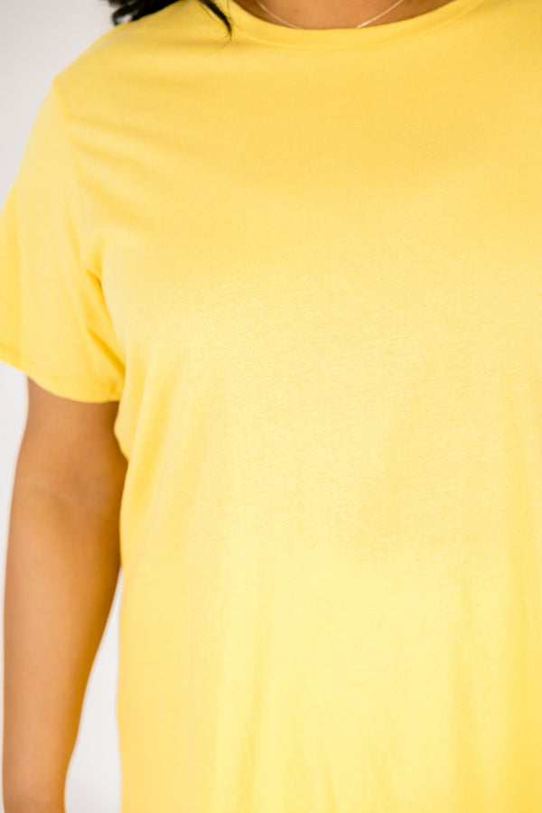 Chic Soul plus size clothing, banana yellow short sleeve basic tee