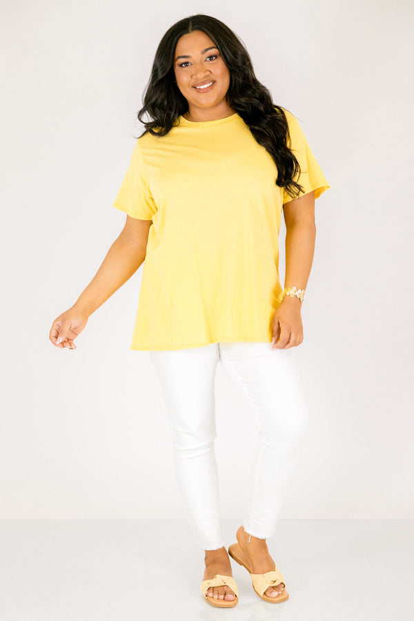 Chic Soul plus size clothing, banana yellow short sleeve basic tee