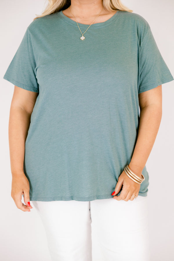 Chic Soul plus size clothing, heather ash jade short sleeve basic tee 