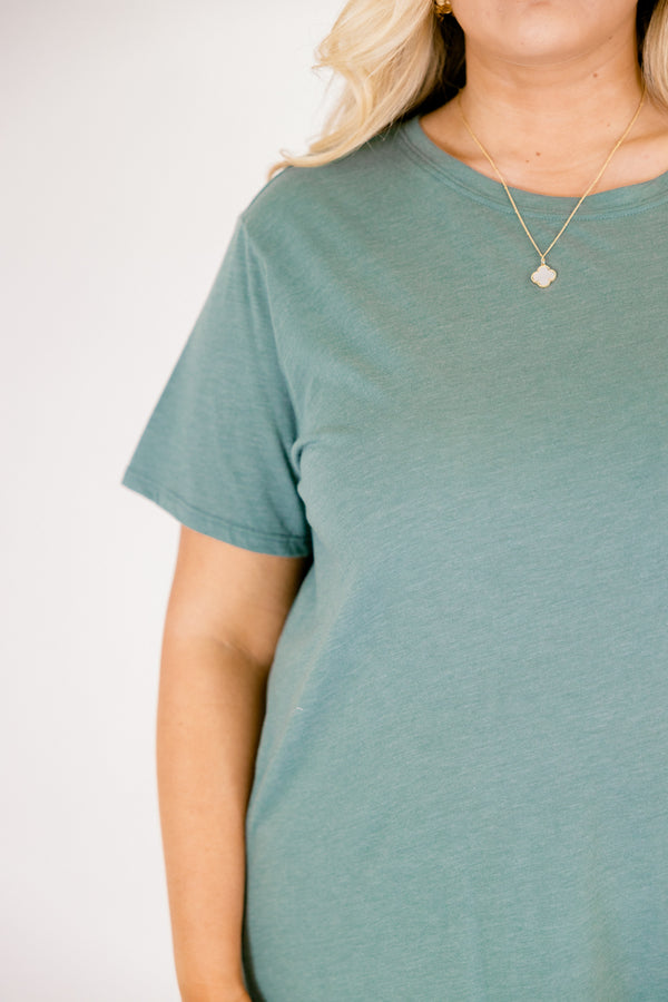 Chic Soul plus size clothing, heather ash jade short sleeve basic tee 