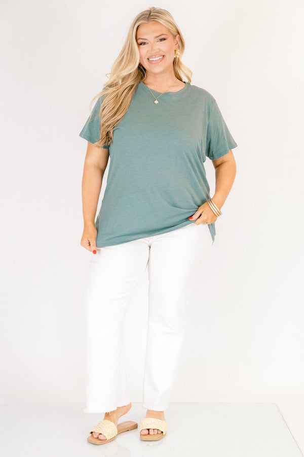 Chic Soul plus size clothing, heather ash jade short sleeve basic tee 