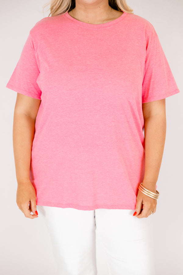 Chic Soul plus size clothing, heather fuchsia colored  short sleeve tee 