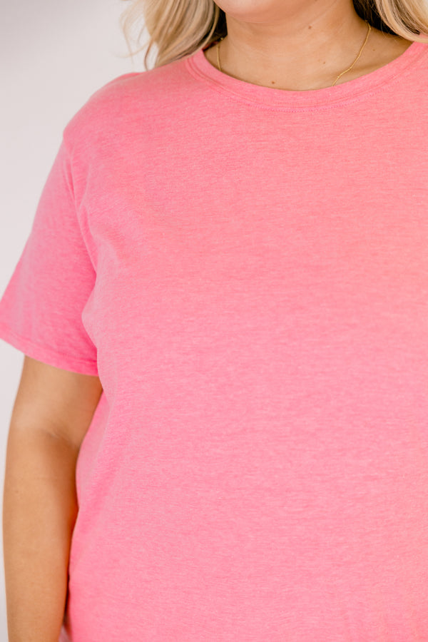 Chic Soul plus size clothing, heather fuchsia colored  short sleeve tee 