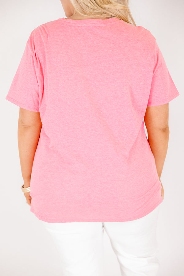 Chic Soul plus size clothing, heather fuchsia colored  short sleeve tee 