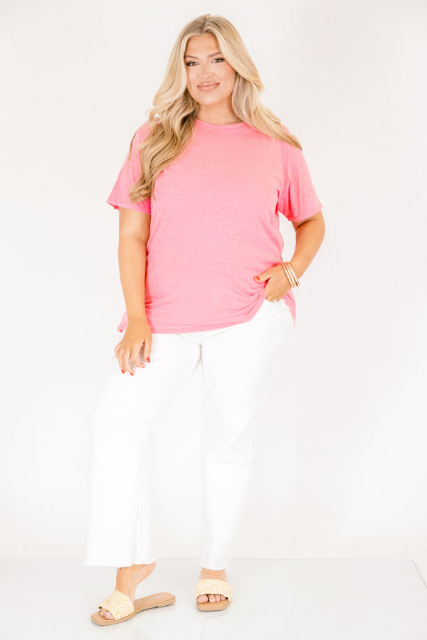 Chic Soul plus size clothing, heather fuchsia colored  short sleeve tee 