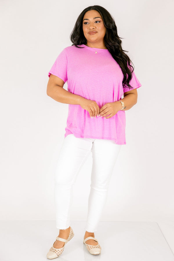 Chic Soul plus size clothing, mauve colored short sleeve basic tee