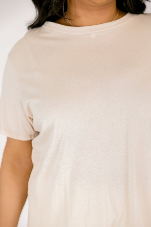 Chic Soul plus size clothing, sand beige color short sleeve basic tee 