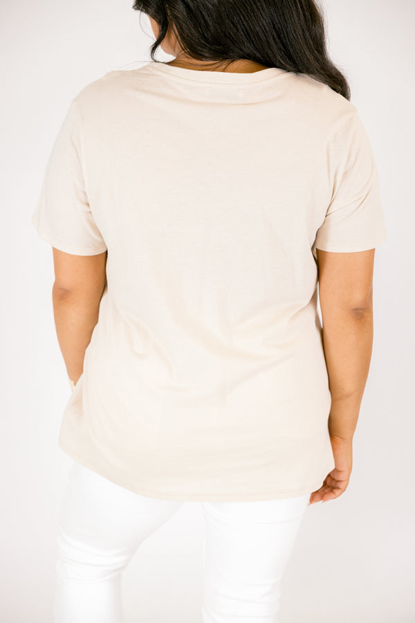 Chic Soul plus size clothing, sand beige color short sleeve basic tee 