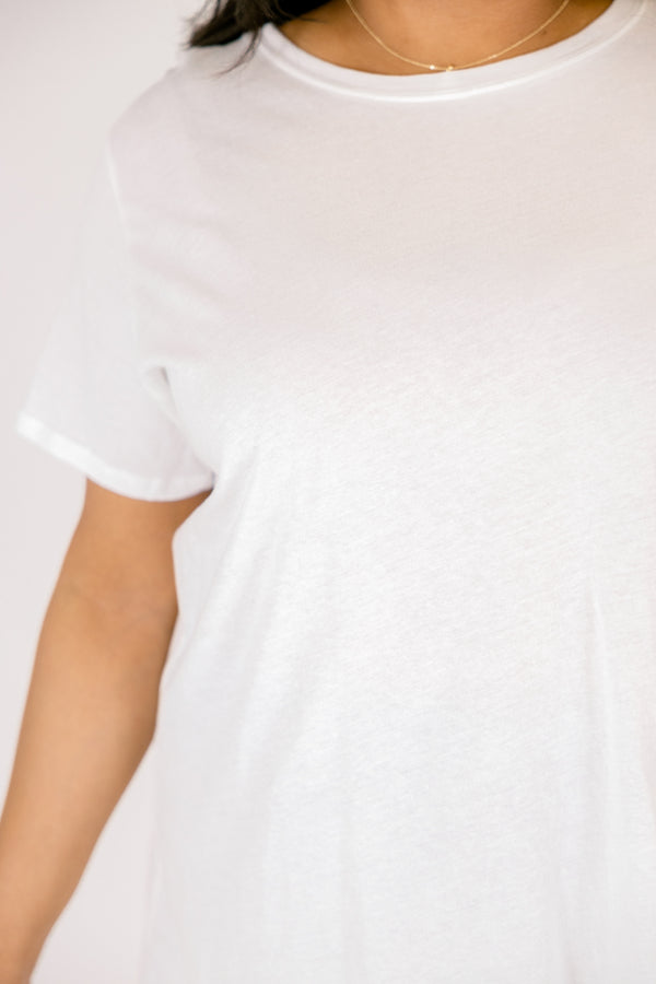 Chic Soul plus size clothing, white short sleeve basic tee 