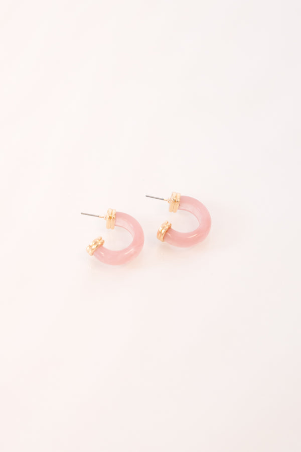 Chic Soul plus size clothing, light pink hoop earrings with gold on either end
